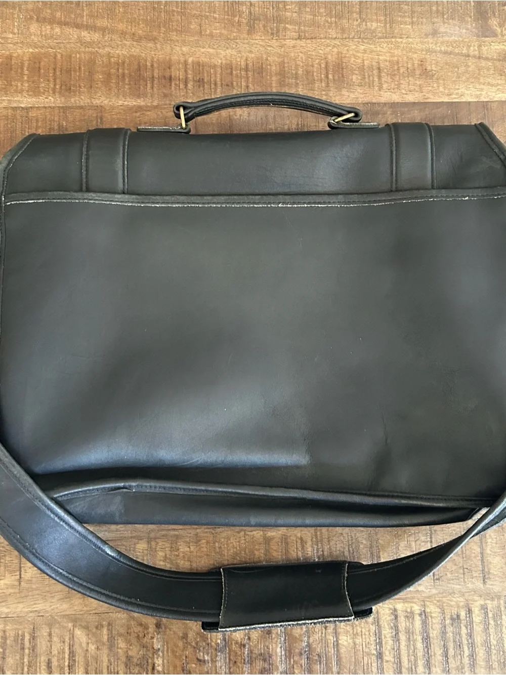 Coach Black Leather Messenger Bag with Gold Hardware